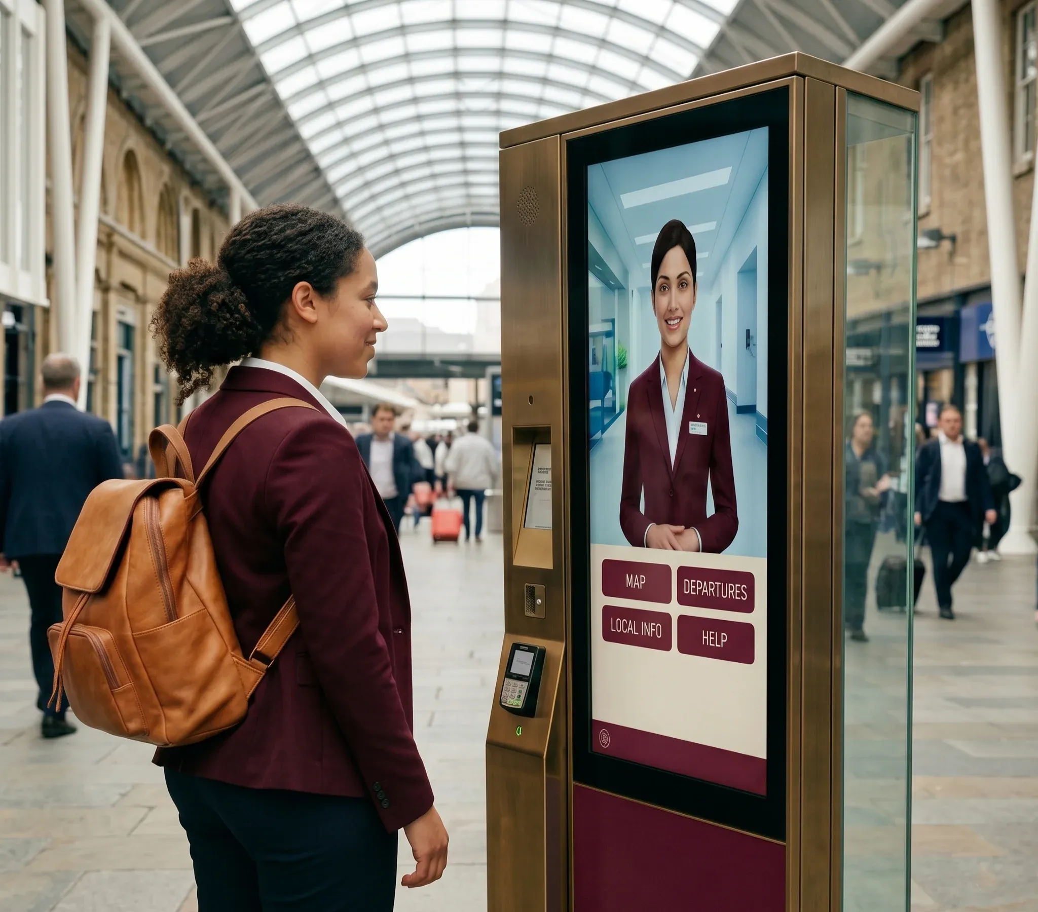Physical kiosk assistant illustration